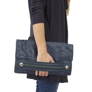 BANANA REPUBLIC 100% Leather Navy Envelope Clutch